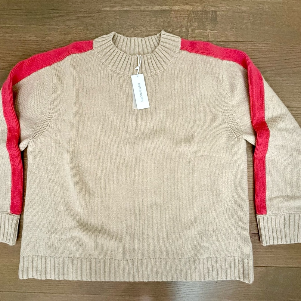 Colorblock Sweater in Tan and pink